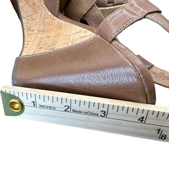 Sofft Women\'s Brown Leather Slingback Wedge Sandals Brown Size 8.5